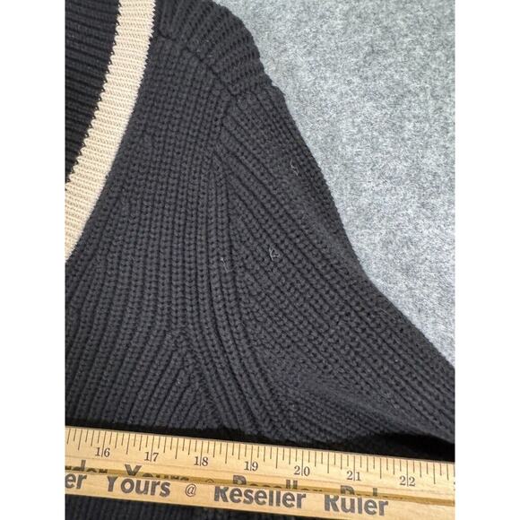 525 American Cardigan Sweater Women Large Black Chunky Knit Bishop Sleeve Classi - Picture 4 of 8